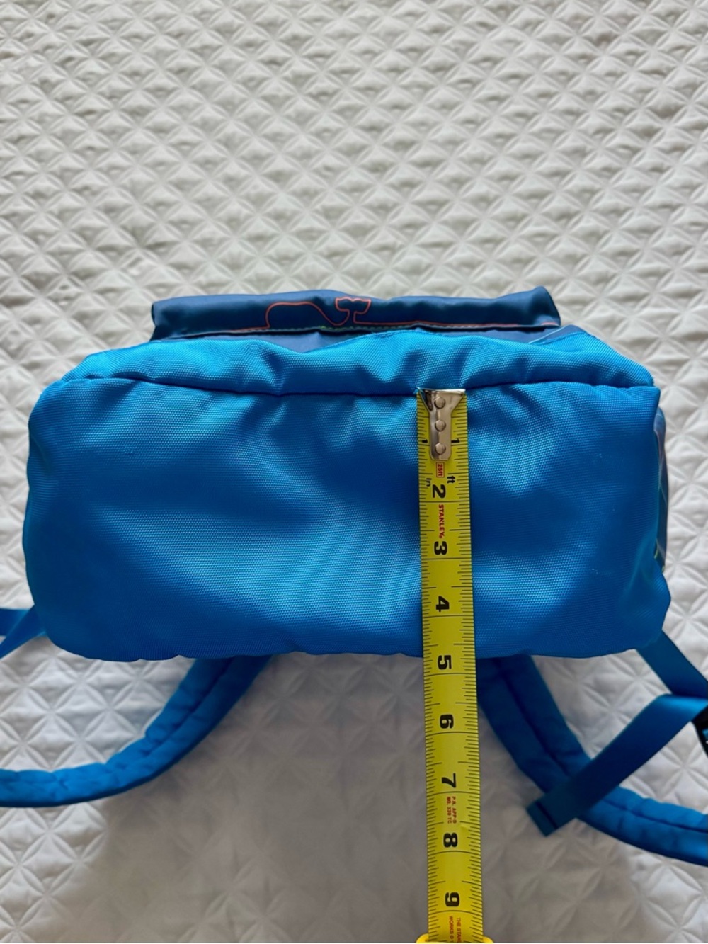 Vineyard Vines Kids School Daycare Backpack Bookbag Neon Green Whale Blue Lines - Picture 10 of 15
